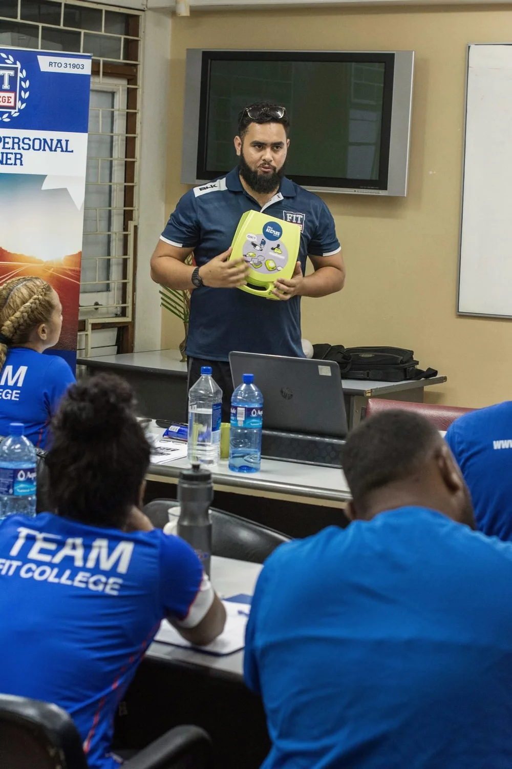 Strength work during a FIT College fitness session, 2019