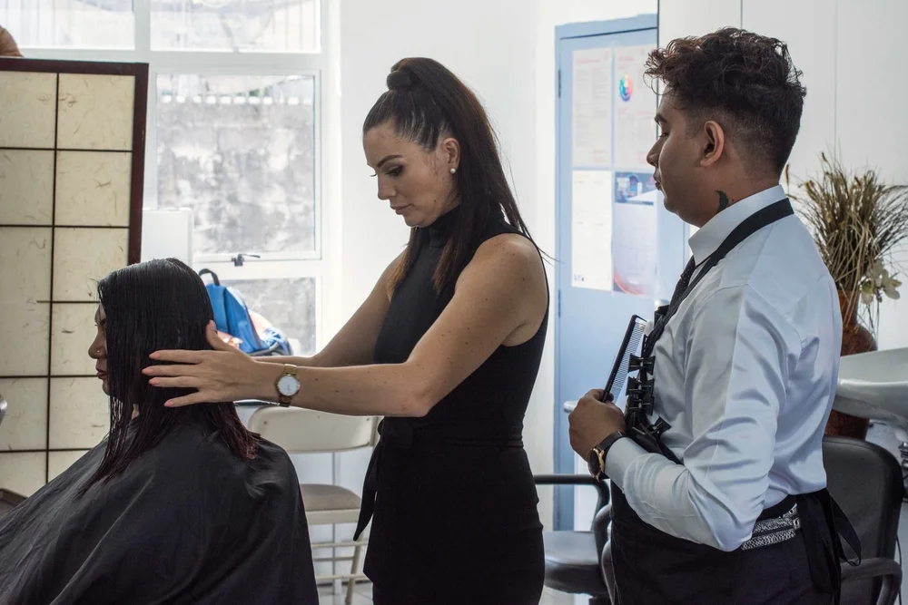 Students working through a practical assessment, 2019