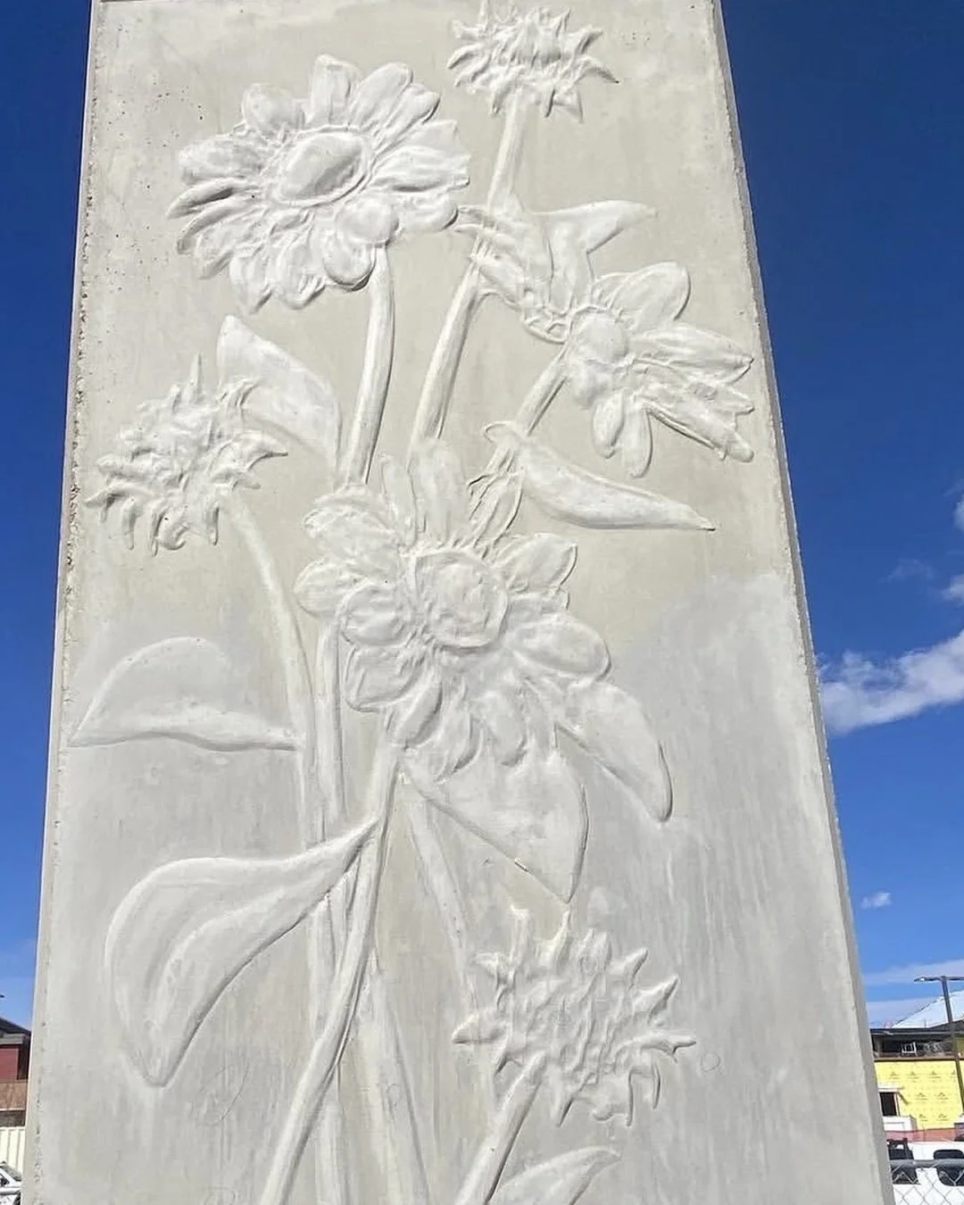 Cast decorative concrete relief panel with a floral pattern by Colorful Concrete LLC