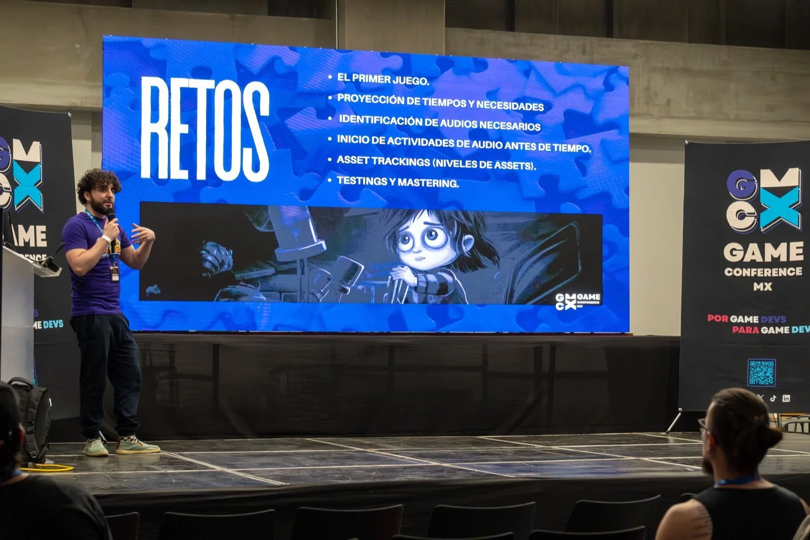 Charla sobre audio para videojuegos en el escenario de GCMX 2025