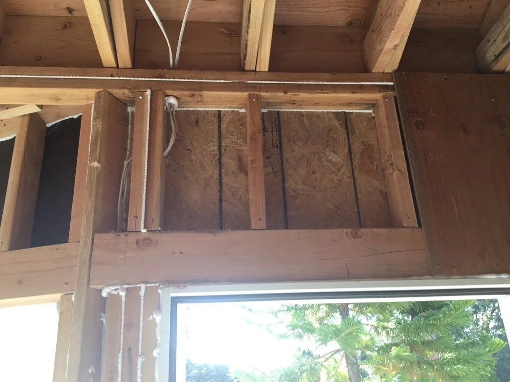 Plates, header and studs caulked