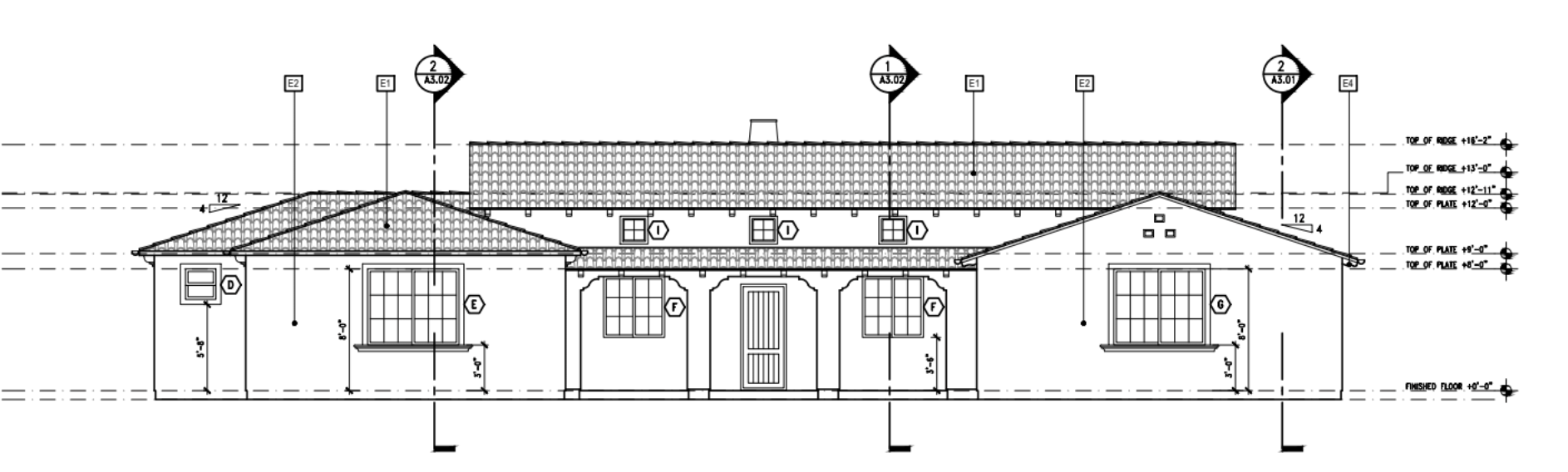 Front elevation drawing from the plans