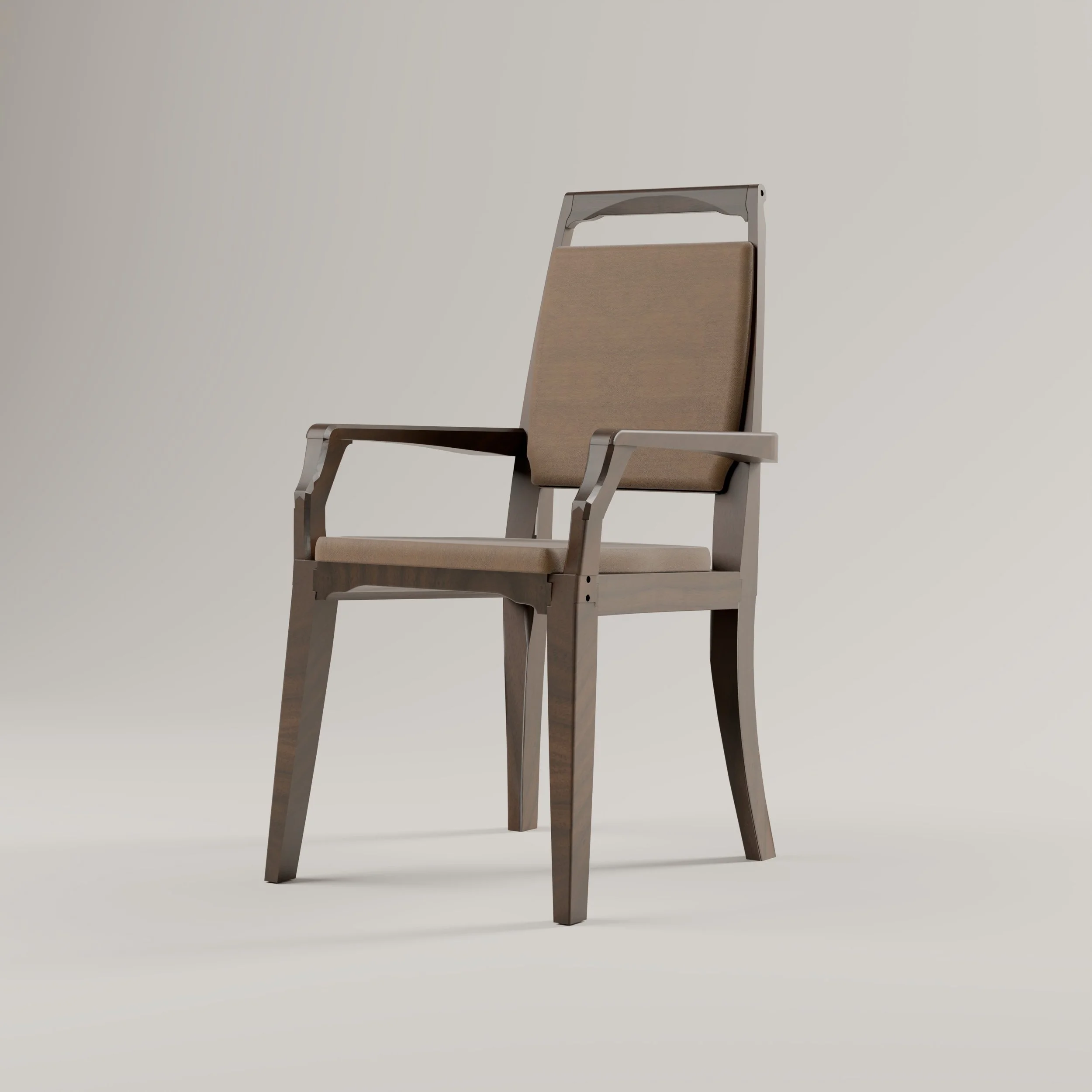 Legacy walnut dining arm chair with Brisa Distressed upholstery