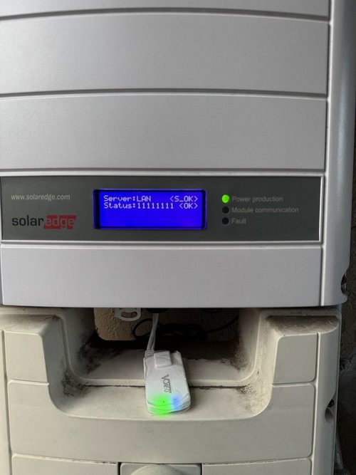 Final SolarEdge inverter installation with LAN status