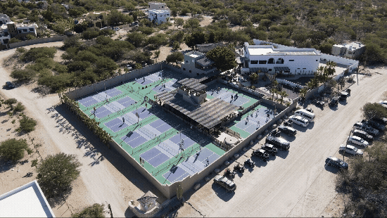 Aerial view of Tres Palapas Baja Pickleball Resort