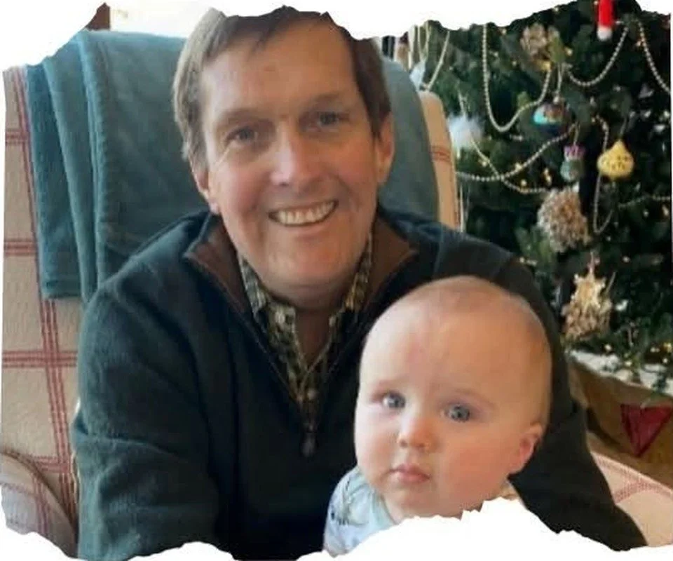Dr. Ken Edwards with his grandson, Connor Neumann, as pictured in the Little Lakeshore memorial flyer.
