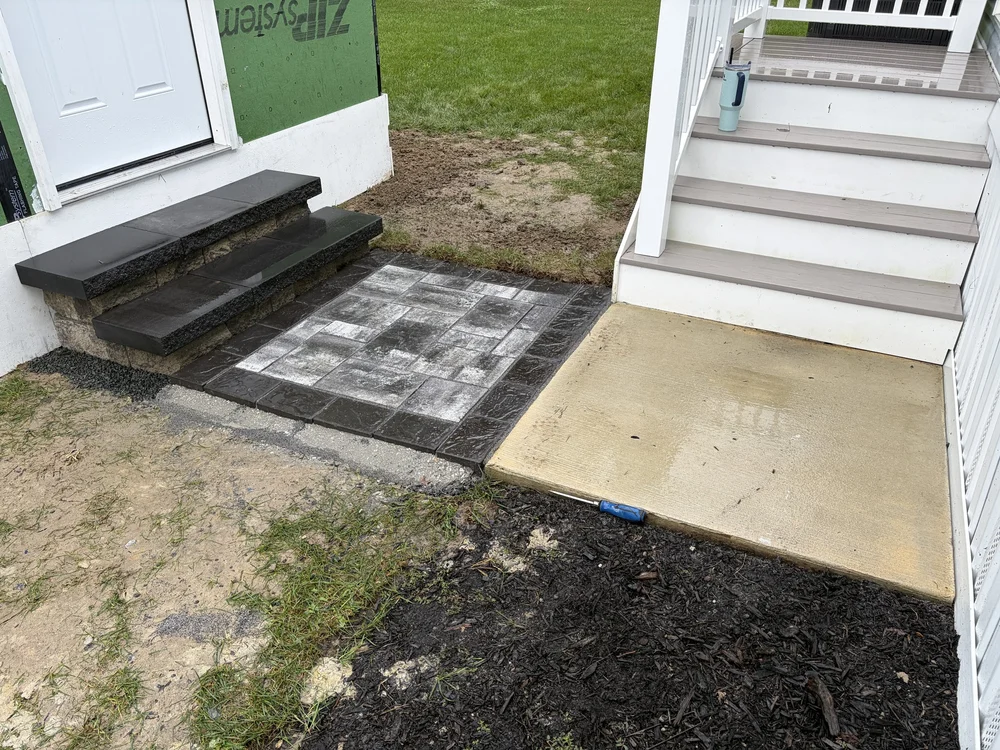Custom hardscape walkway and steps in West Ocean City Maryland