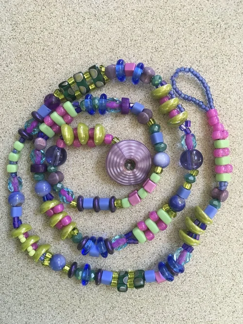 Spiral of colorful glass beads