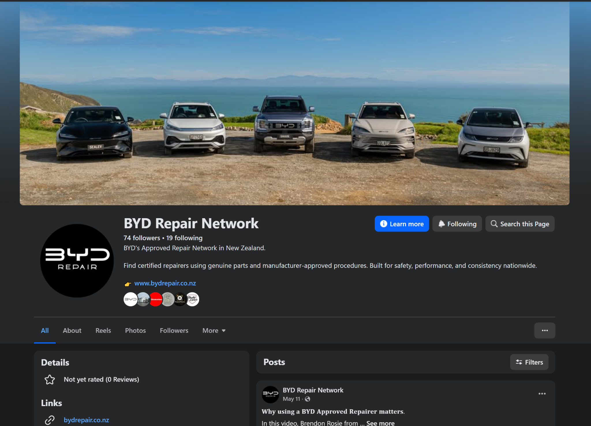 BYD Repair Network Facebook page created and launched by FrameTheory Visuals