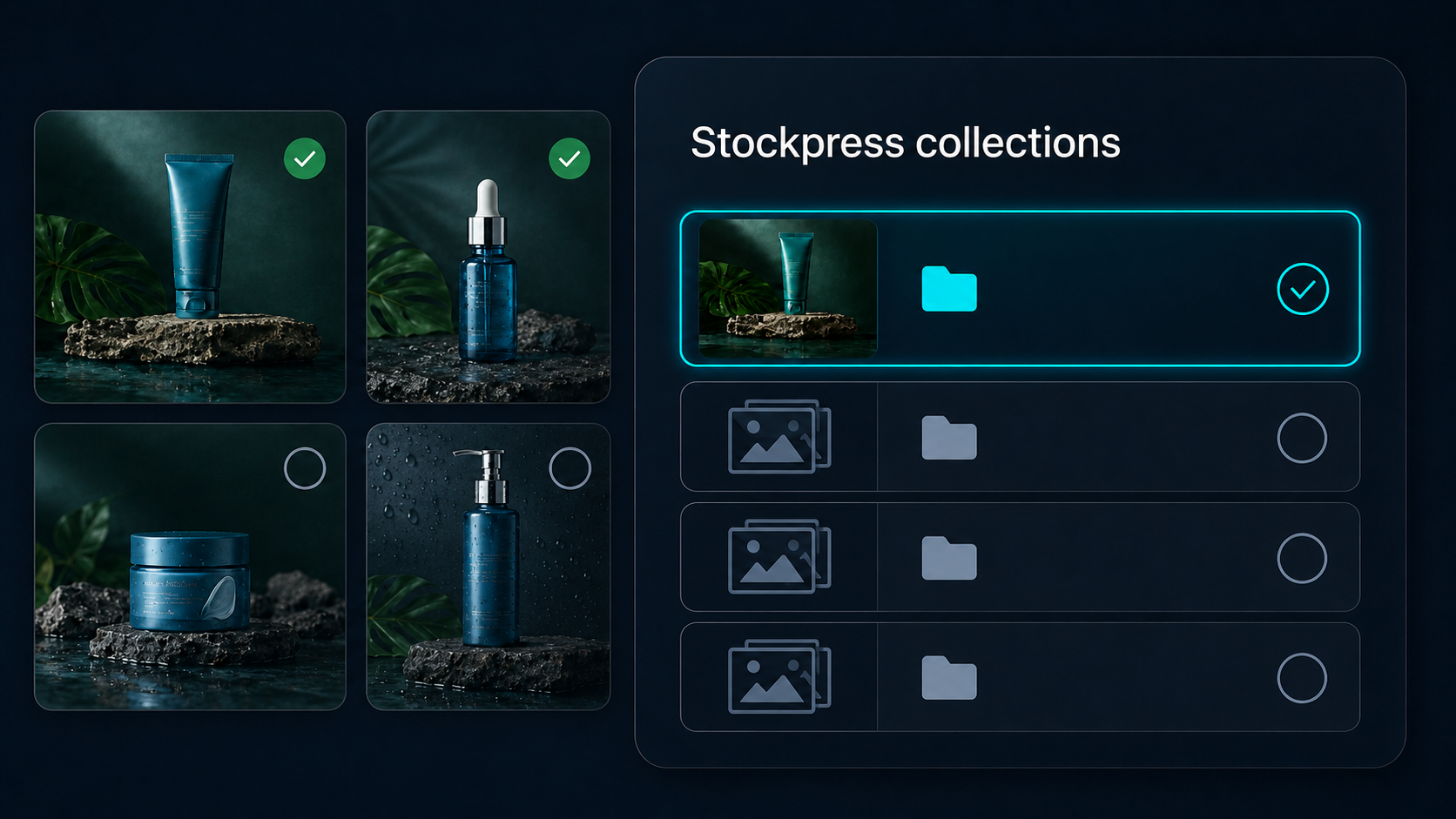 Approved creative asset being added to a Stockpress collection