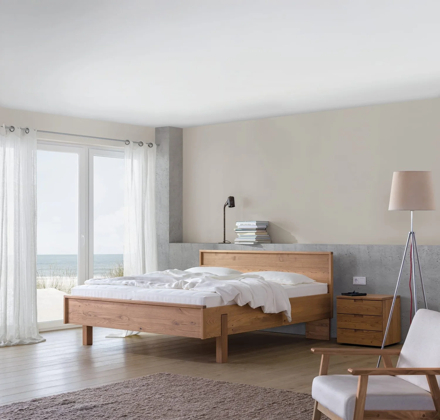 Dormiente Mira modular solid wood bed with nightstand