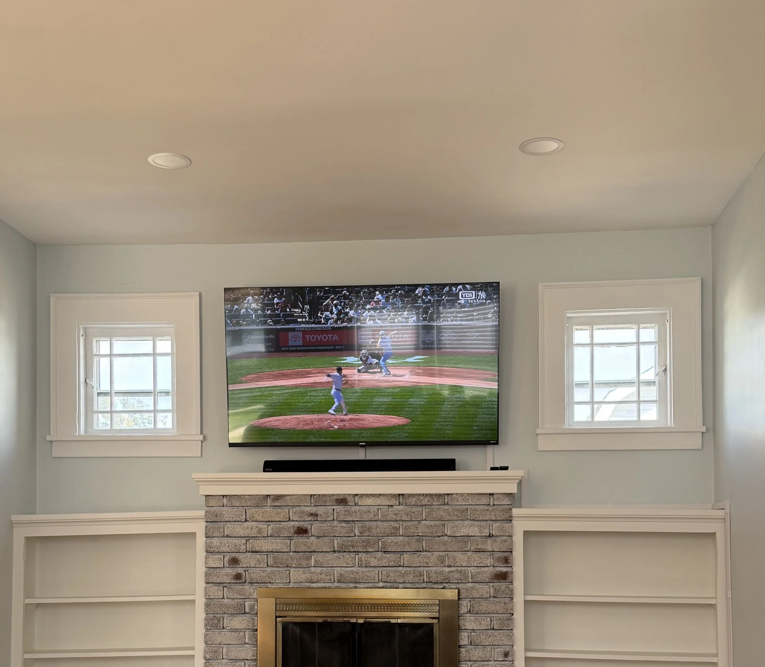 Residential wall-mounted television installation