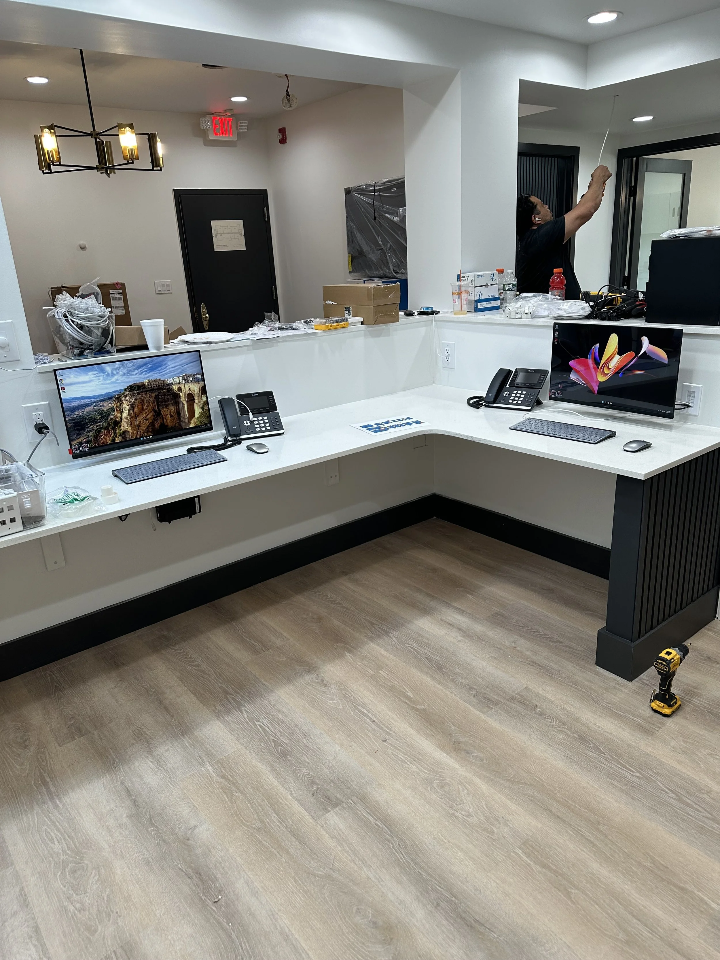 Dental reception installation in progress