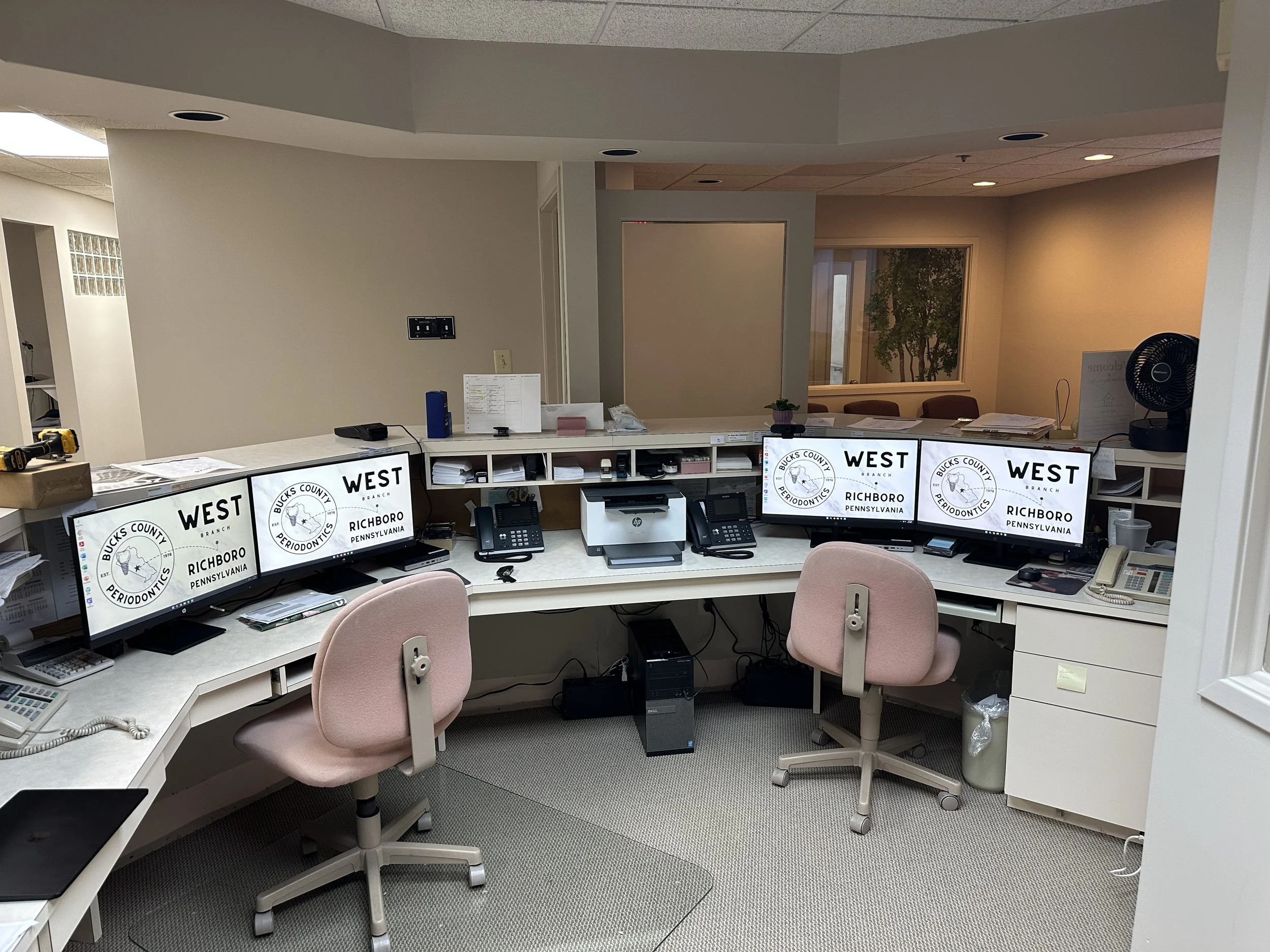 Dental office reception workstation installation