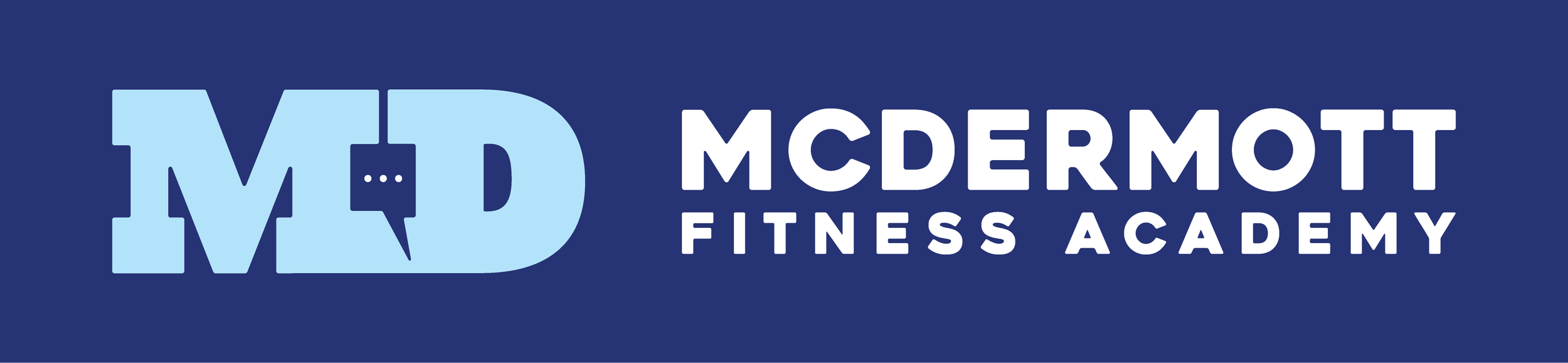 McDermott Fitness Academy logo, route B: an MD monogram with a speech bubble set into the D.