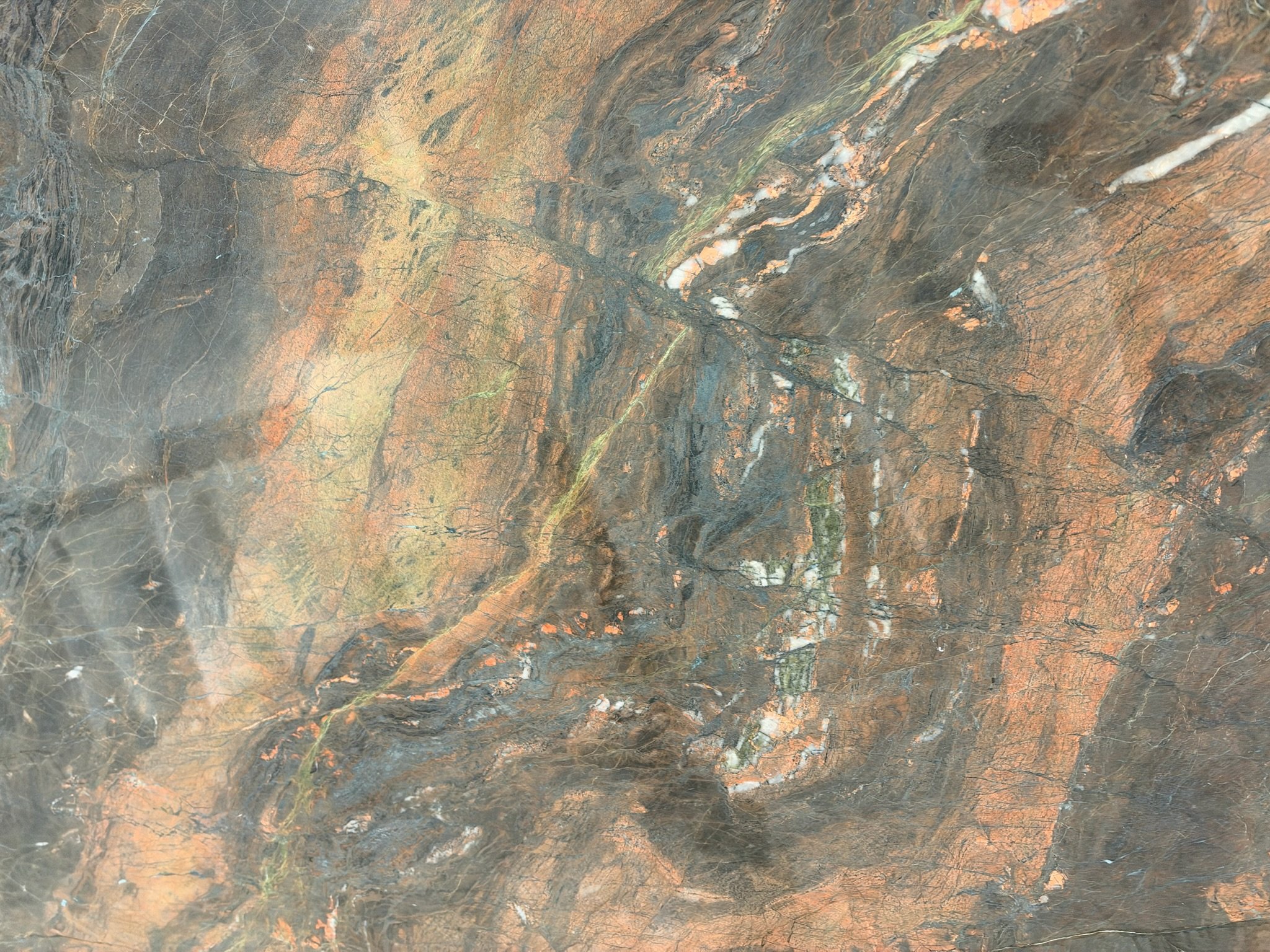 Copper & charcoal stone slab detail