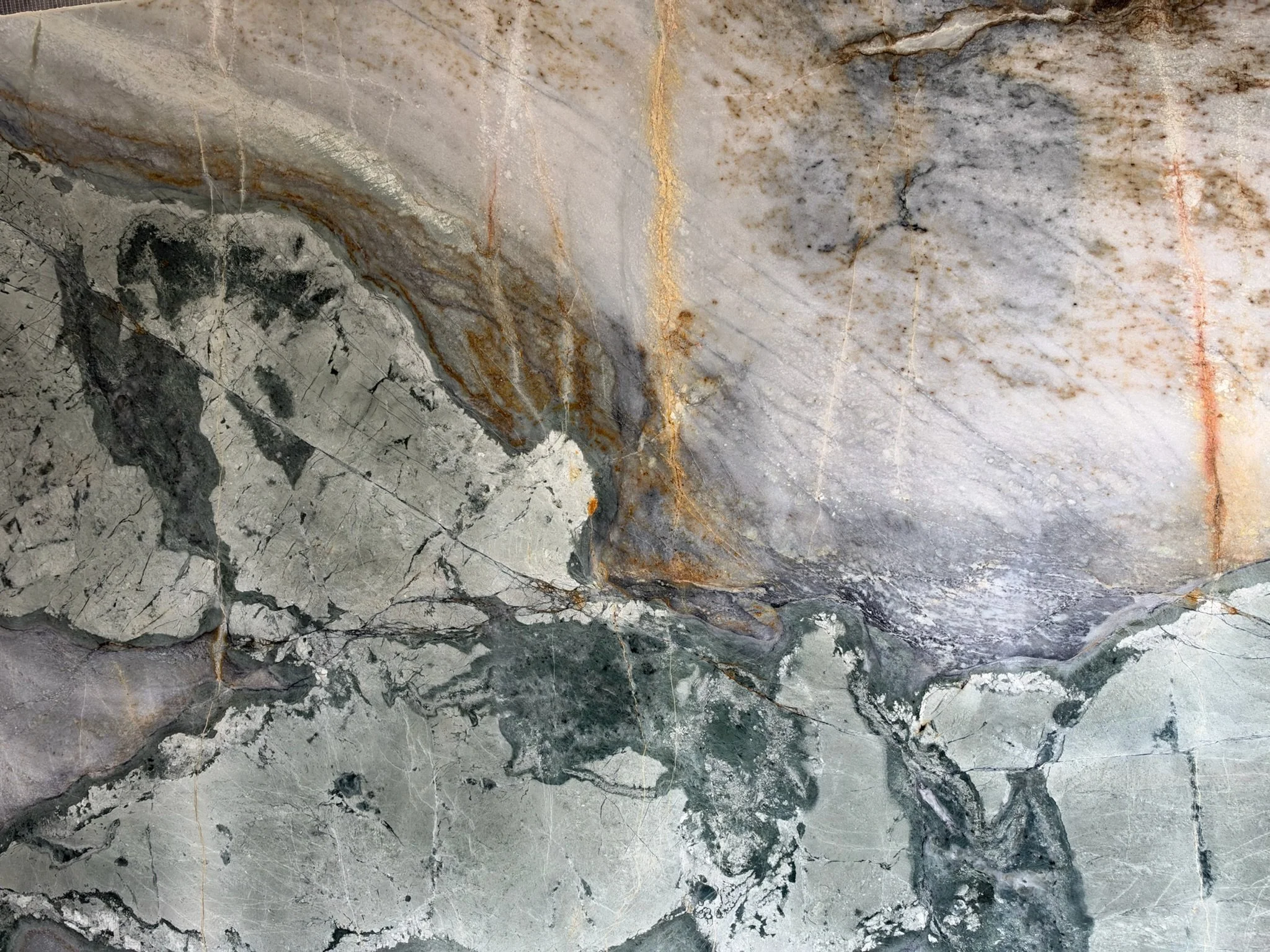 Sage, gray & gold stone slab detail