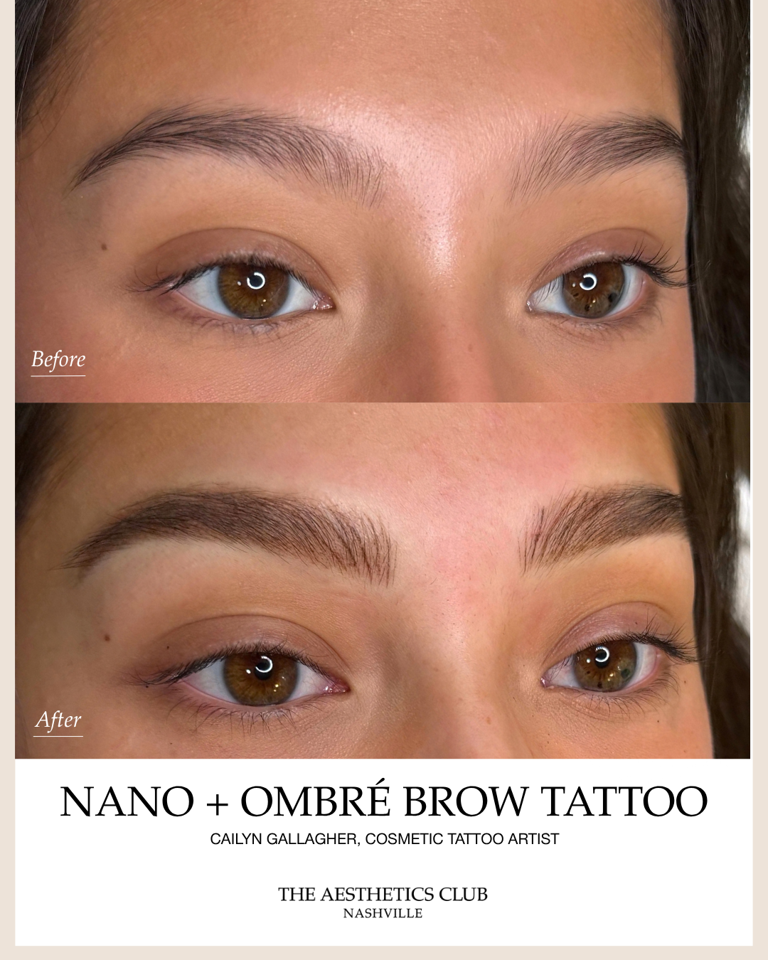 Eyebrow Tattooing before and after by Cailyn Gallagher in Nashville