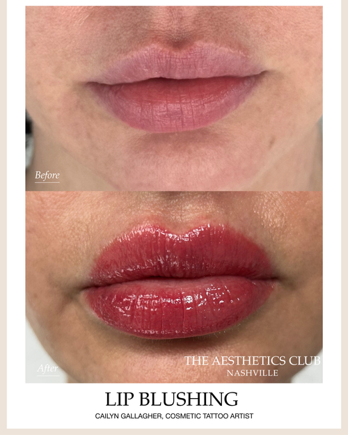 Before and after lip blushing in Nashville