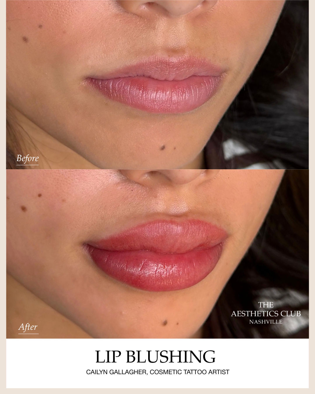 Lip Blushing before and after by Cailyn Gallagher in Nashville
