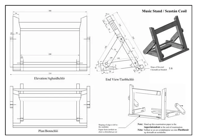 2009 skills test drawing: Music Stand