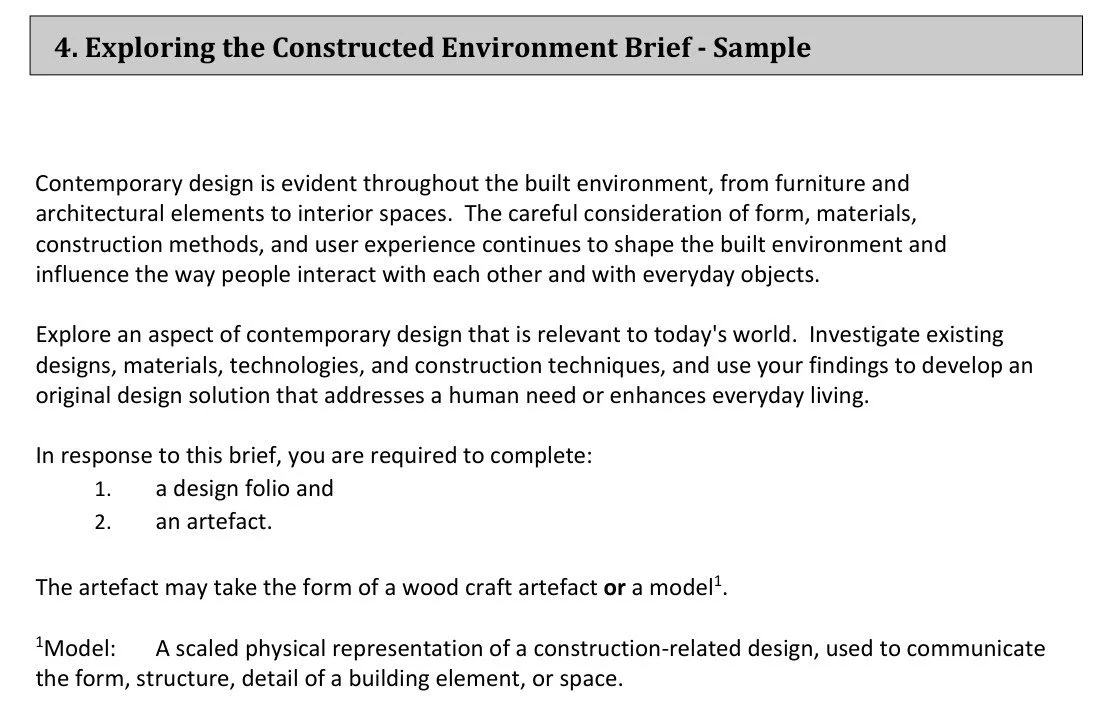 The SEC sample brief for Exploring the Constructed Environment
