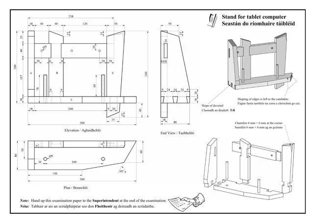 2016 skills test drawing: Stand for Tablet Computer
