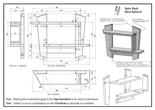 2014 skills test drawing: Spice Rack