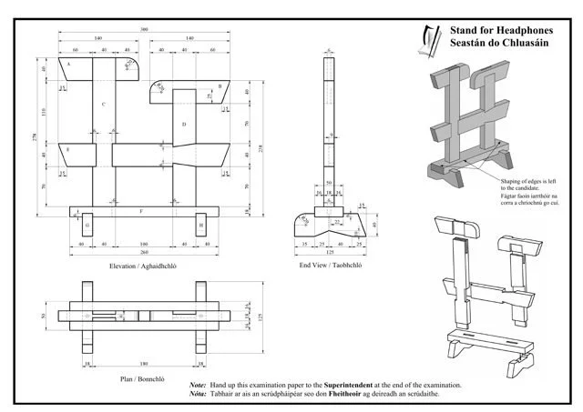 2015 skills test drawing: Stand for Headphones