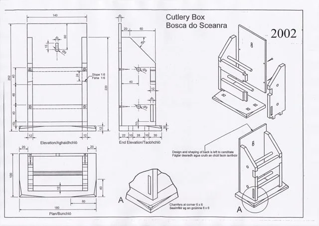 2002 skills test drawing: Cutlery Box