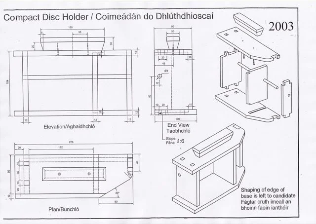 2003 skills test drawing: Compact Disc Holder