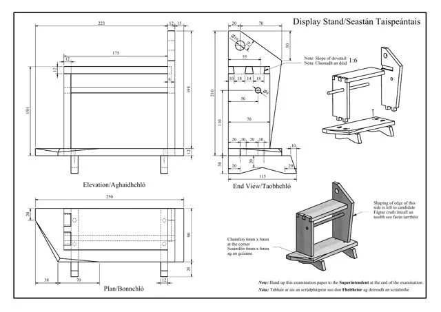 2006 skills test drawing: Display Stand
