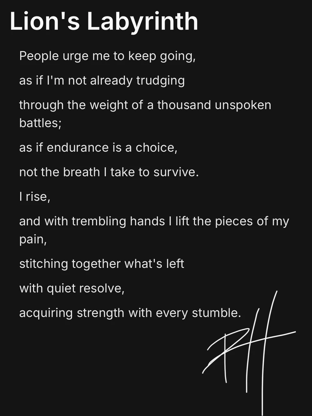 Lion’s Labyrinth — poem artwork by Rashad Houston