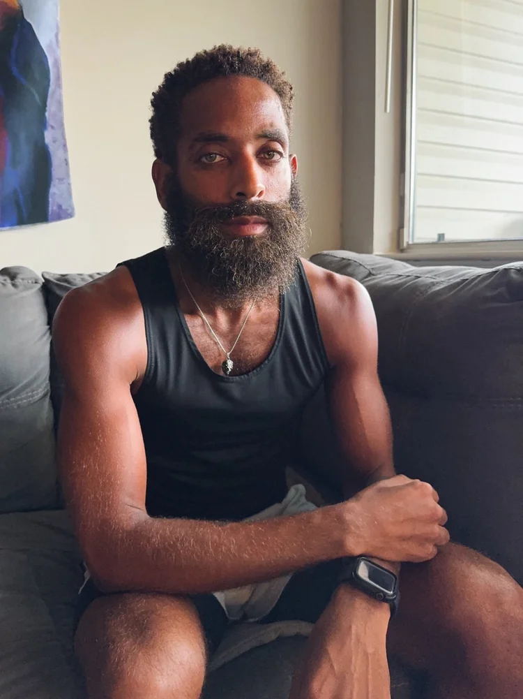 A seated portrait at home