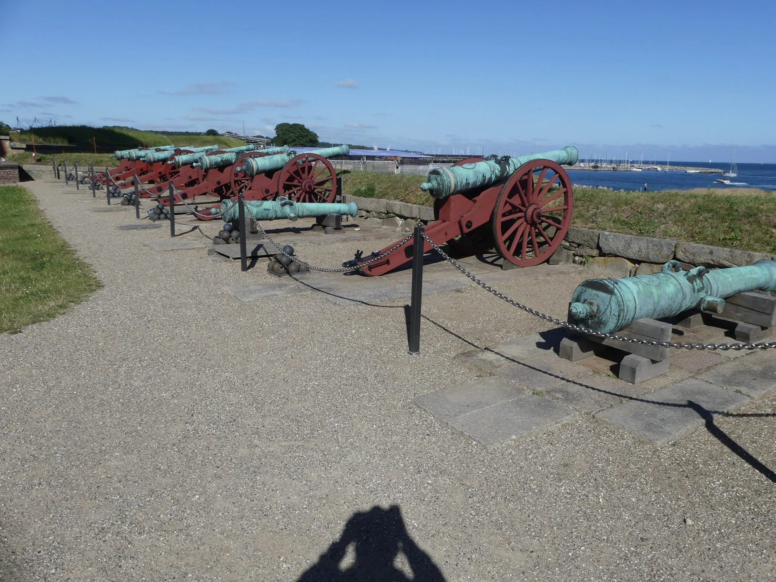 Cannons lined along the Kronborg ramparts.