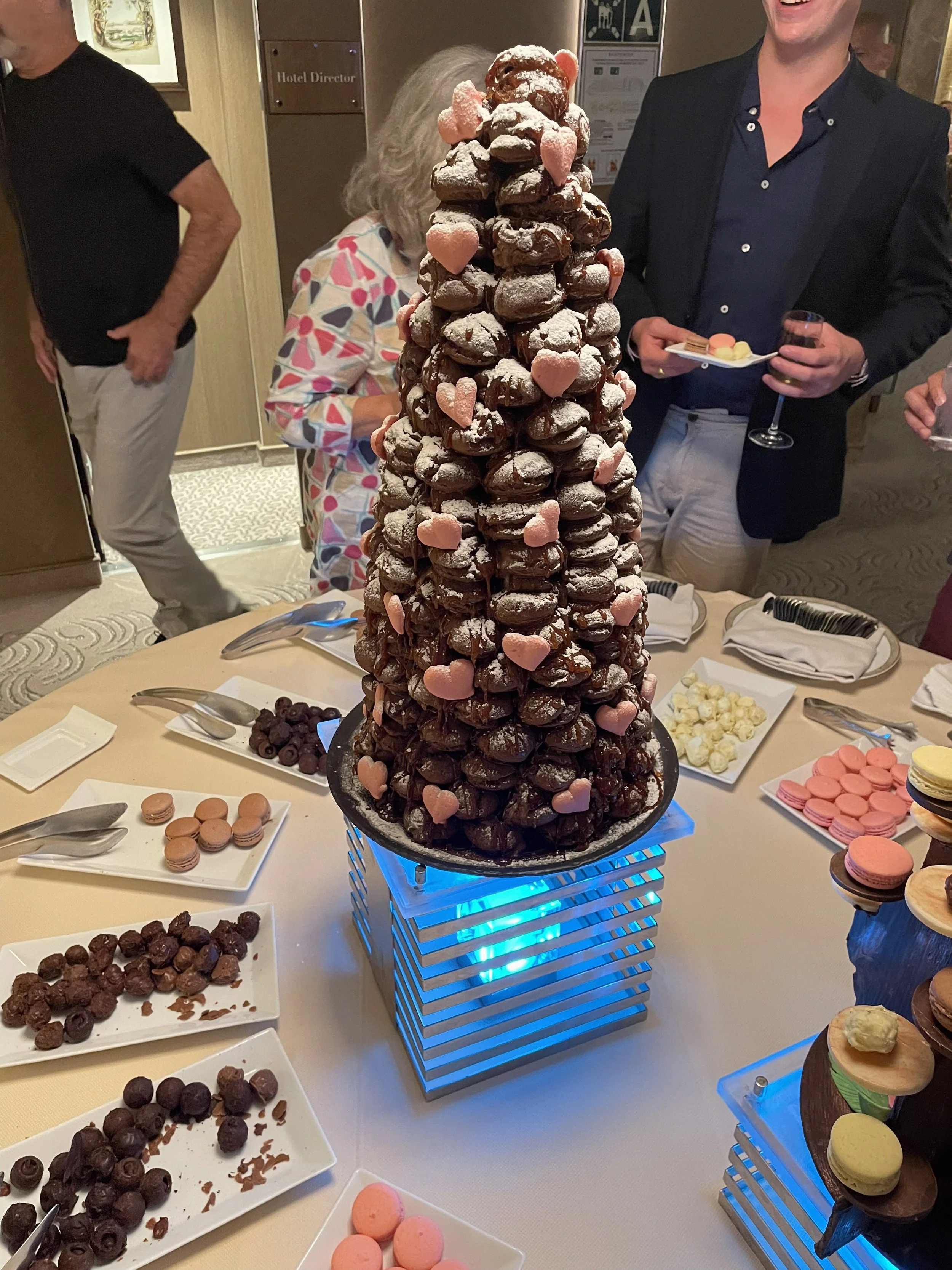 The chocolate dessert spread aboard.
