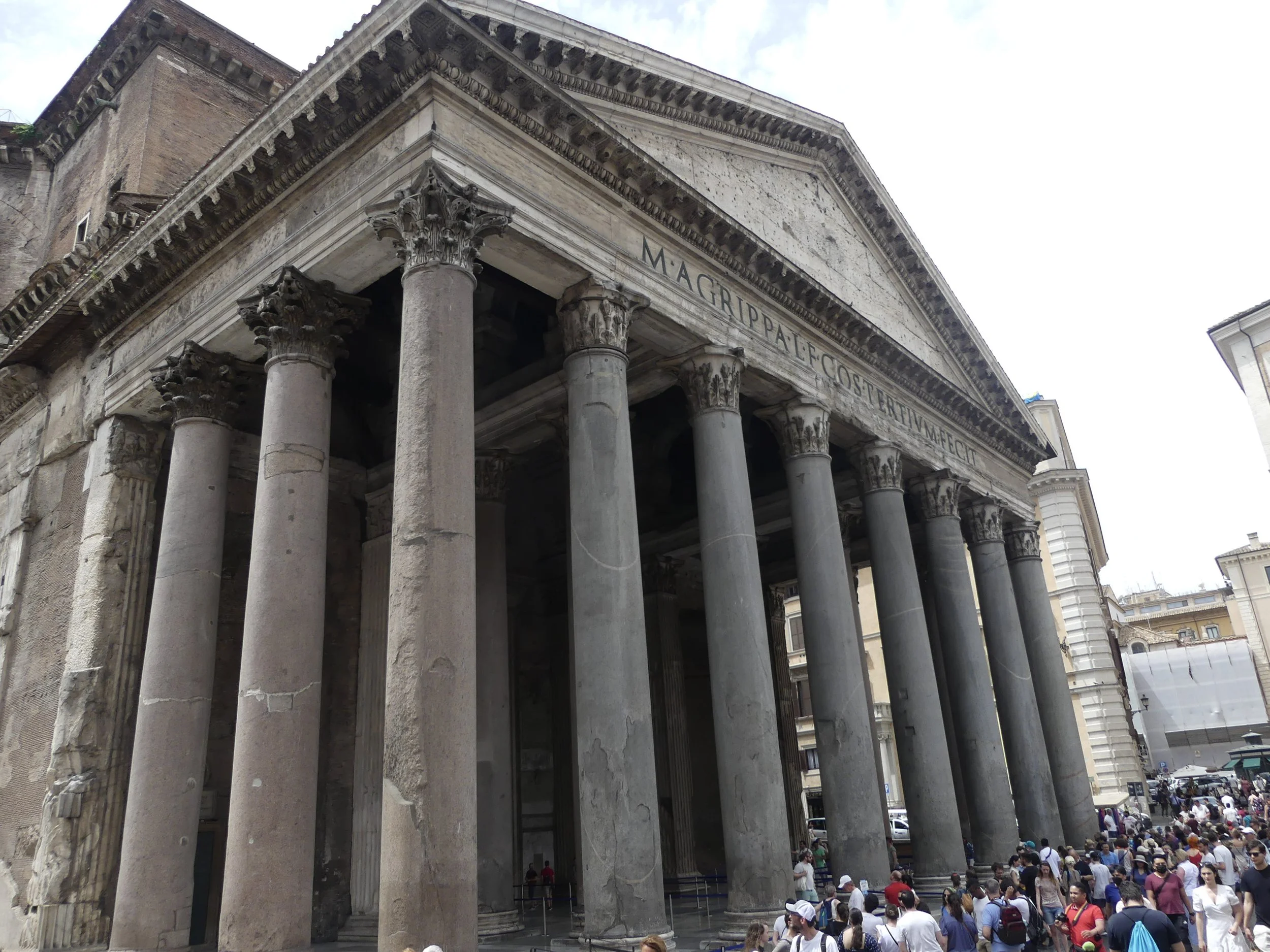The Pantheon, columns and crowds.