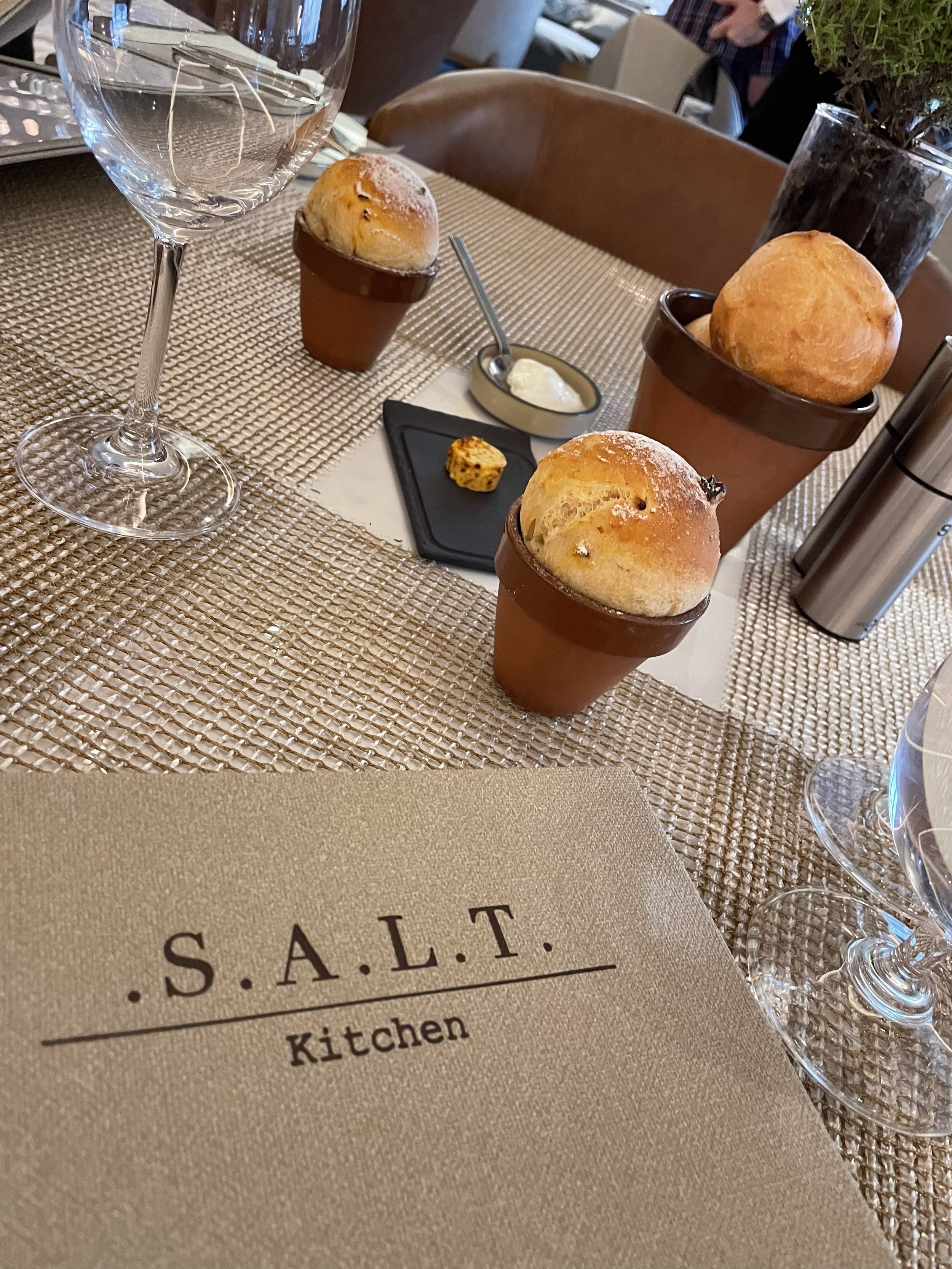 Dinner at S.A.L.T. Kitchen — menu in hand.