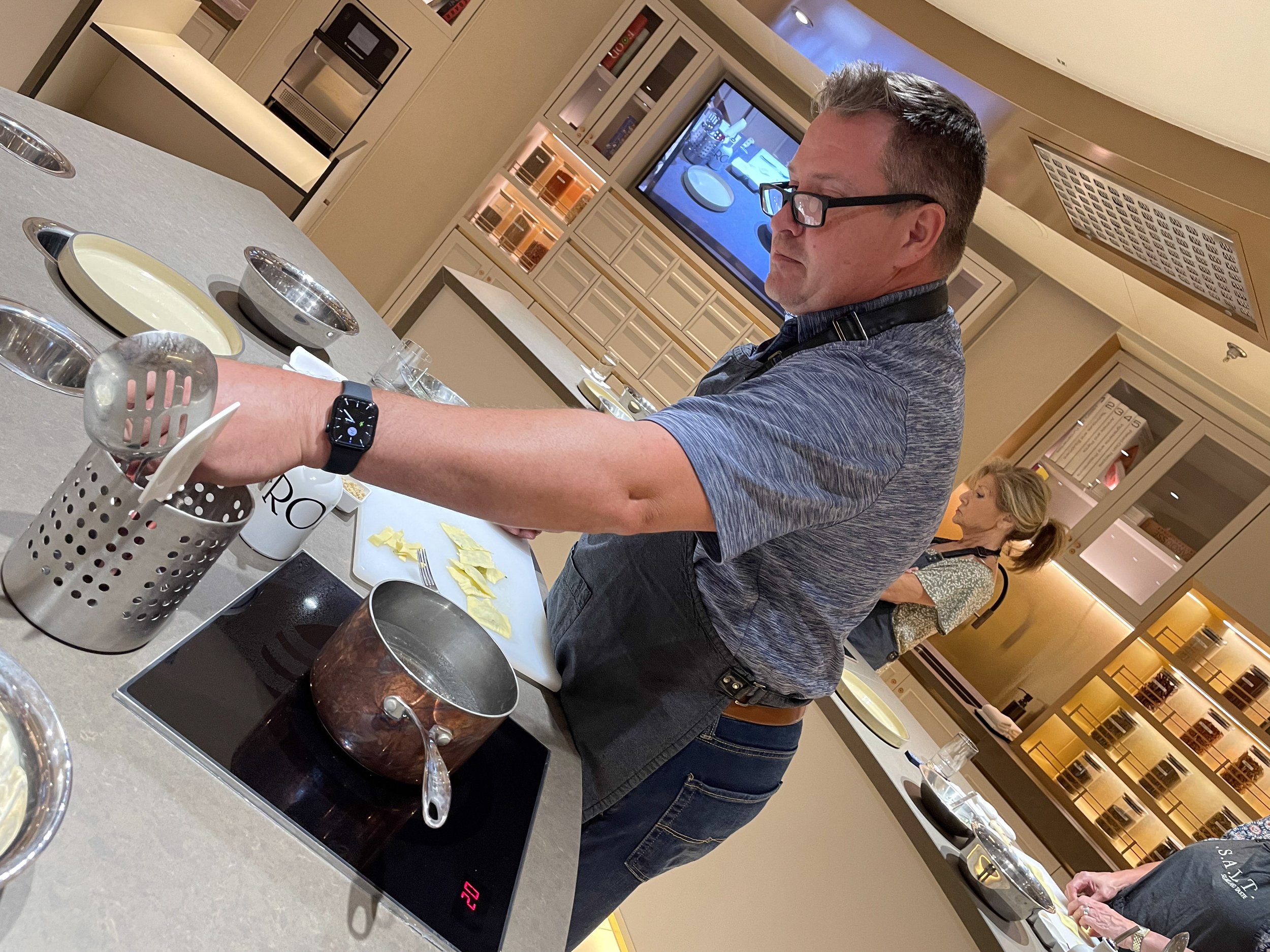 Making ravioli in the S.A.L.T. cooking class onboard.