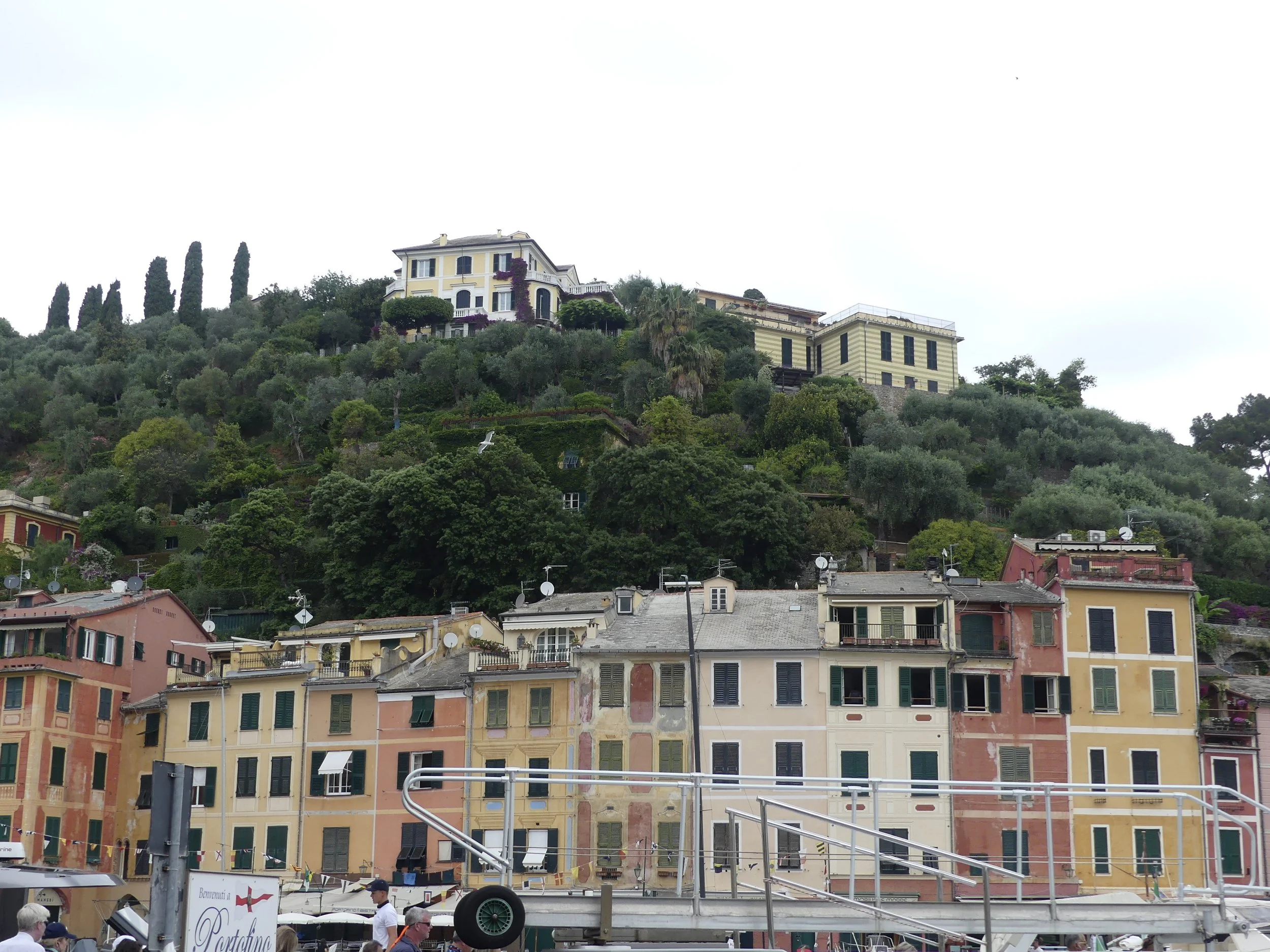 Portofino's colorful waterfront buildings along the harbor.