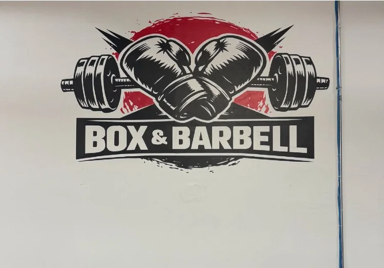 Box & Barbell – Gym Logo Wall by SoCal Murals, Southern California