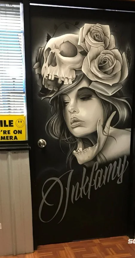 Inkfamy Tattoo – Painted Door by SoCal Murals, Southern California