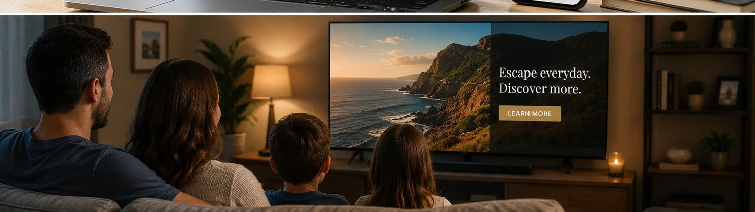 Example of a connected TV advertising campaign displayed in a living room