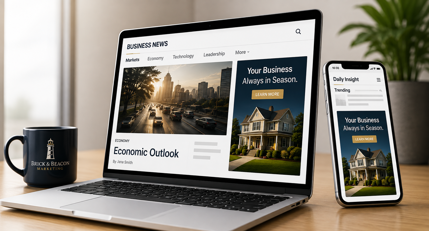 Full connected display advertising page and campaign experience