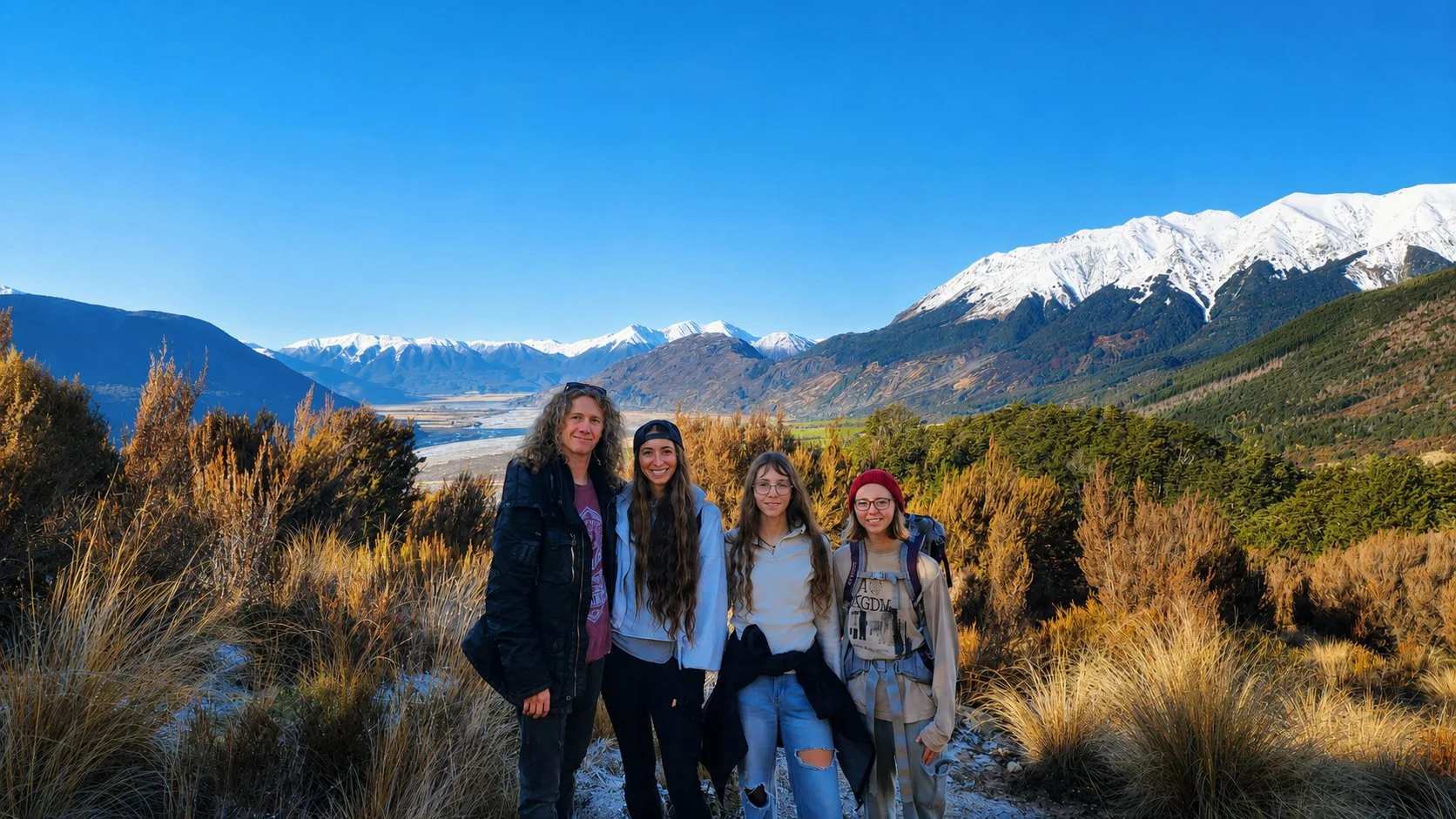 Our family hiking Bealey Spur Track in winter