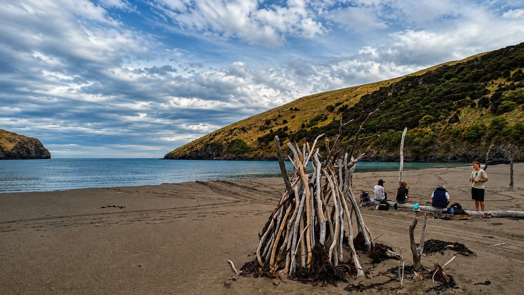 Having lunch on Ōtānerito Beach