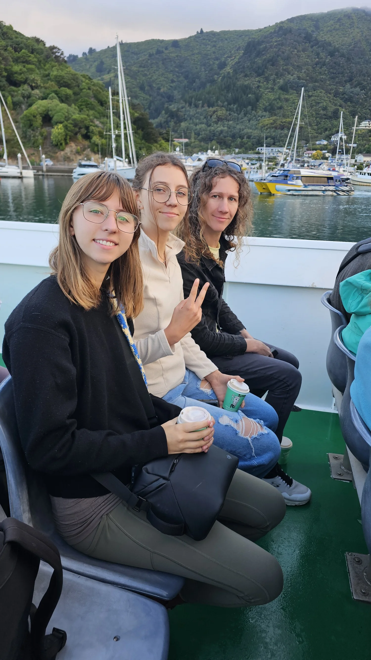 Our family sitting aboard the Beachcomber Cruises boat in Picton