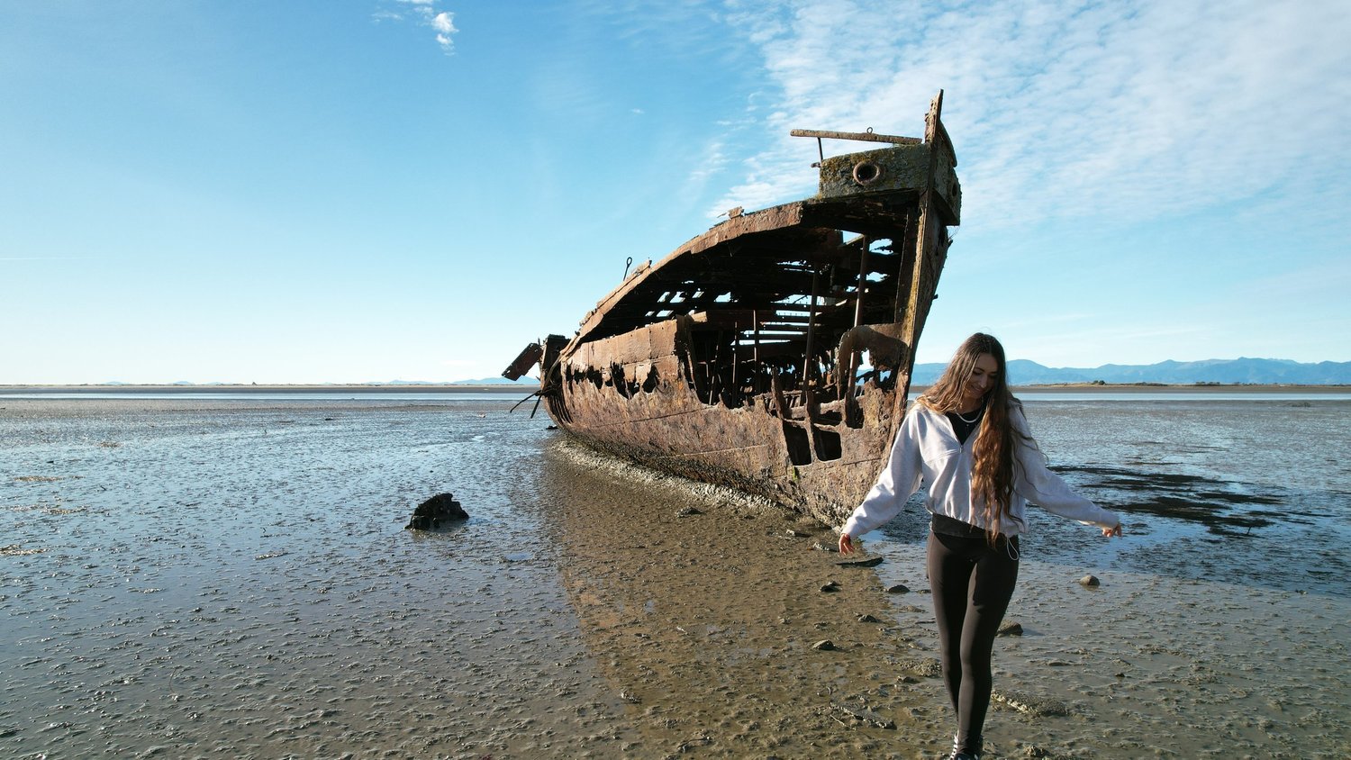 Janie Seddon shipwreck on the Motueka foreshore