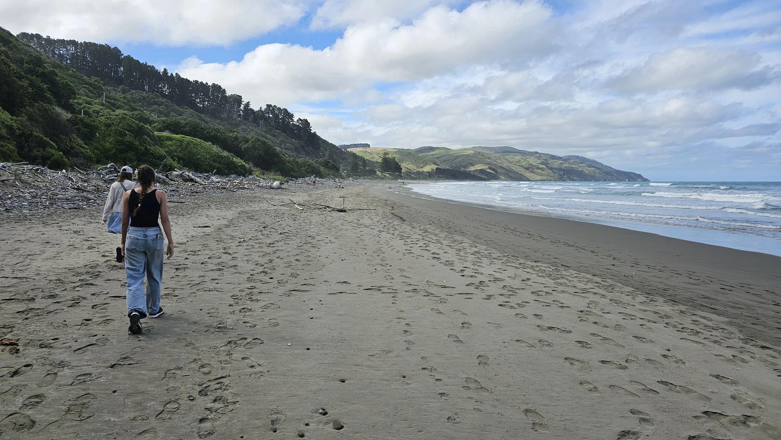 Our family walking Gore Bay beach