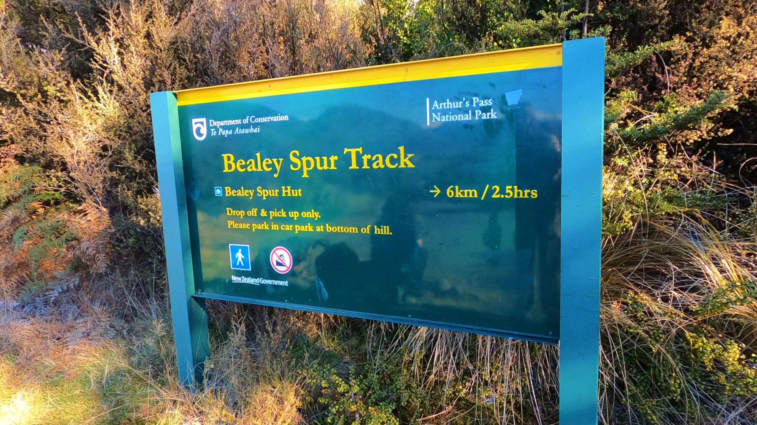Bealey Spur Track information sign in Arthur's Pass National Park